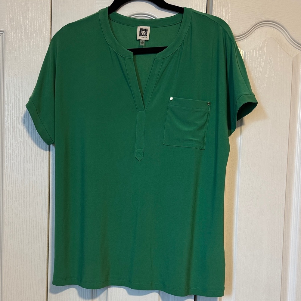 Anne Klein Vibrant Green Short Sleeve Top